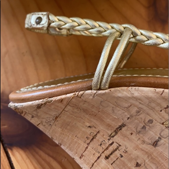 Cole Haan Gold Cork Wedge Sandals Espadrilles - Picture 5 of 12